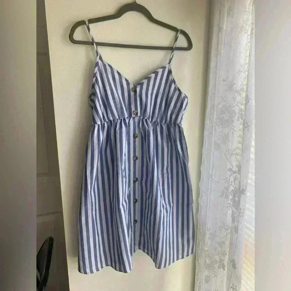 Maternity Dress Striped Print Button Front Cami Dress Spaghetti Strap BRAND NEW - Picture 3 of 6